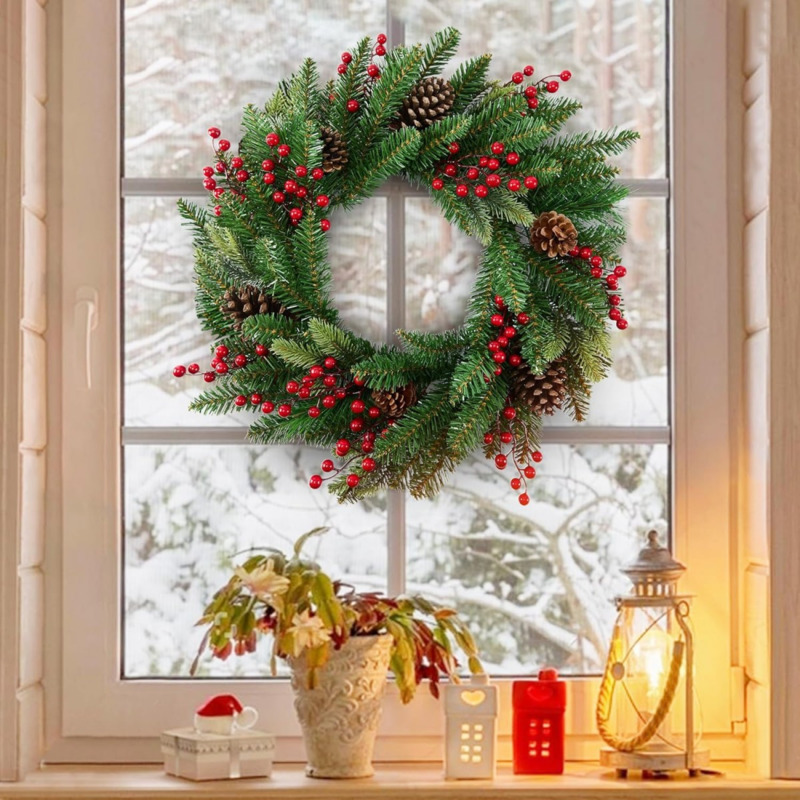 50cm Artificial Christmas Wrea - Christmas Wreath Fake ulasan dan harga