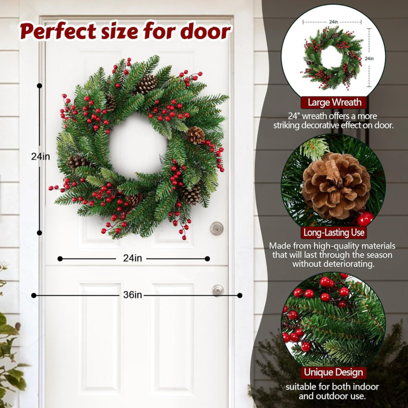 50cm Artificial Christmas Wrea - Christmas Wreath Fake ulasan dan harga