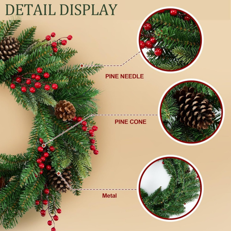 50cm Artificial Christmas Wrea - Christmas Wreath Fake ulasan dan harga
