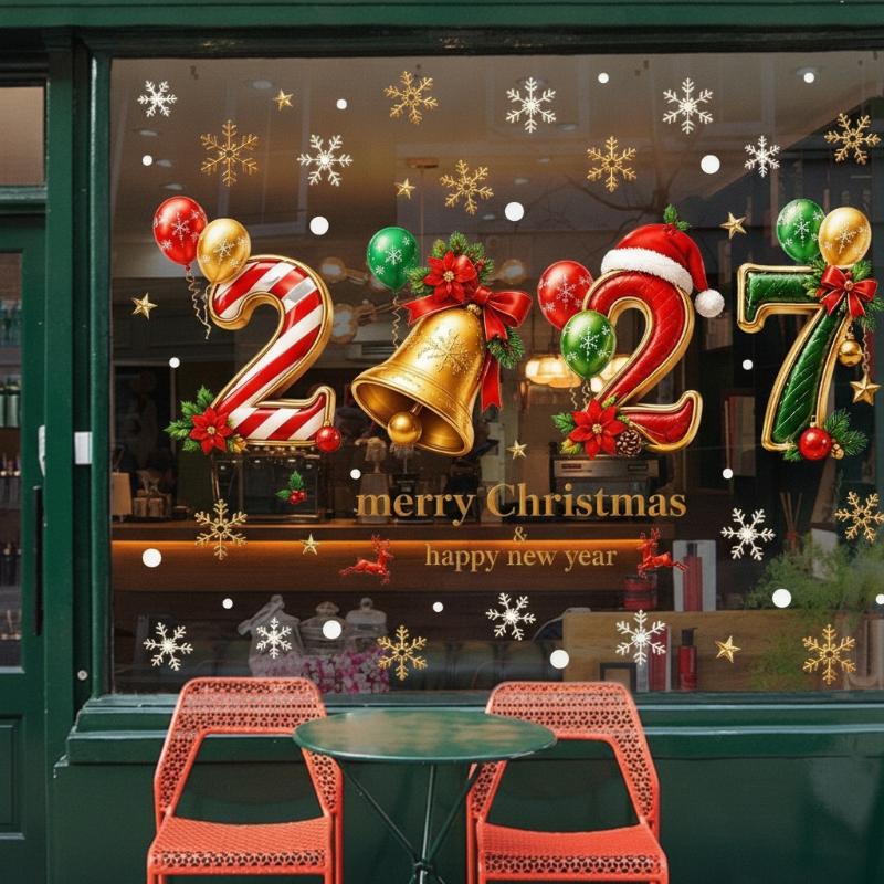 2027 New Year Christmas Static - Snowflake Window Decal ulasan dan harga