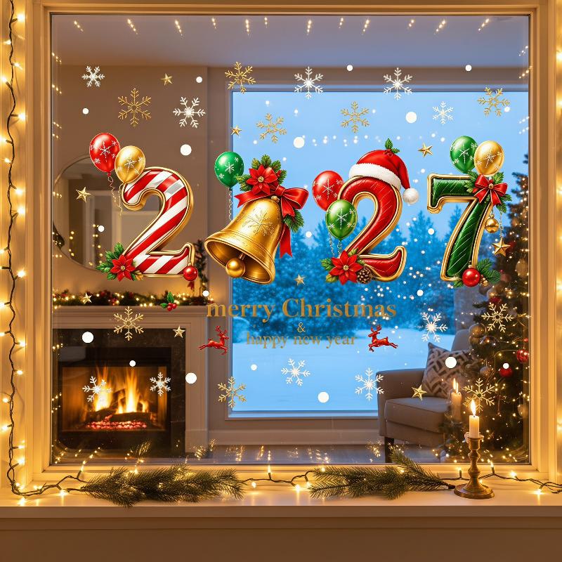 2027 New Year Christmas Static - Snowflake Window Decal ulasan dan harga