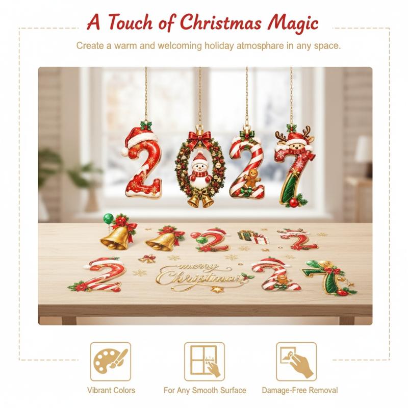 2027 New Year Christmas Static - Snowflake Window Decal ulasan dan harga